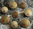 Vintage Gold Tone Red   Black 8 Buttons 3 4    1  Lot 117-15