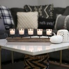 Large 27 5 Inch 5-pillar Glass Candle Holder Set Centerpiece With Rustic Wood