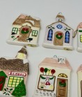 Vtg Russ Berrie Ceramic Christmas Village Ornaments Lot Of 8 Miniature Houses