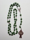 Irish Catholic Rosary Green Glass Shamrock Beads Erin Crucifix Decades