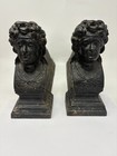 Antique French Cast Iron Firedogs Chenets Female Busts Andirons