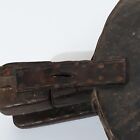 Antique Unique Wood And Leather Fireplace Bellows With Repaired Leather Strap