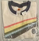 Nos 1970   s Kid   s White And Blue Volkswagen Ringer T-shirt Size 2t Sealed Nwt