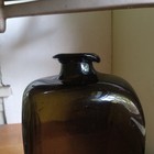 1770s Early Blown Open Pontil Blackglass Olive Green Case Gin Bottle Crude Lip