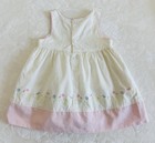 Vtg Carter   s Size 6 Months Linen Cotton Floral Embroidered Dress White Pink Y2k
