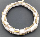 Ghana Handmade Recycled Glass White And Yellow Multi African Trade Beads-ghana