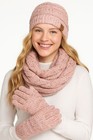 C c 3pc Confetti Knit Beanie Ponytail Hat Infinity Scarf  Touchscreen Gloves Set
