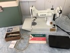 Vintage White Singer Featherweight 221k In Beautiful Condition      1968 69 Model