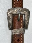 Vintage Etched Sterling Belt Buckle On A Macpherson Leather Horse Strap