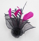 Small Sinamay Navy pink Clip Fascinator Ladies Day Races Party Wedding