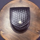 Aker 500 Handcuff Case  Leather Black Basket W  Chrome Snap Weave Round