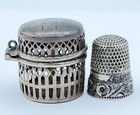 Unusual Antique Webster Sterling Thimble Holder case   Sterling Thimble  982