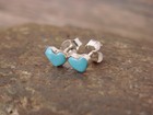 Native American Sterling Silver Turquoise Heart Post Earrings - Neha