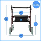 Medline Heavy Duty Steel Bariatric Rollator  500 Lb Weight Capacity  Burgundy