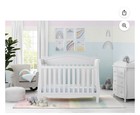 Delta Children Convertible Crib White Curved Headboard Slatted Sides