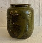 Antique Vintage Ikebana Japanese  Chinese  Green Raku  Pottery Vase Pot Jar
