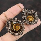 Ammonite Fossil Copper Valentine Gift Wire Wrapped Drop dangle Earrings 2 24 