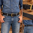 Heavy Duty Leather Holster Belt Brass Buckle Black Size 58 Basketweave Vintage