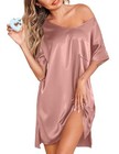 Eshion Women Satin Nightgowns Short Sleeve Silk Sleepwear V X-large Rose Golden