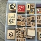 Vintage 90   s Rubber Ink Stamps Assortment Mixed Lot In Vase