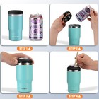 Haushof 12 Oz Stainless Steel Can Cooler 4 In 1 Double Walled Can Insulator New