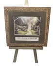 Fun Vintage Miniature Gold Framed Picture On Wood Easel Print 