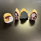 Vintage Santa Lot Of 4 Folk Art Primitive Miniature Christmas Wood Hand Painted