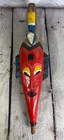 Vintage African Wood Mask Hand Carved Ghana Tribal Wall Art Red Yellow Blue 23 