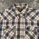 Vintage Work N Sport Western Shirt Mens Xxl Beige Grey Plaid Pearl Snap Cowboy
