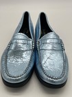 G h  Bass Weejuns Originals Women s Wrinkled Metallic Blue Penny Loafers Size 6m