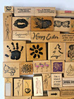Huge Lot C  Vintage   Modern Wood Rubber Stamp Lot Of 75 Varying Sizes   Manu