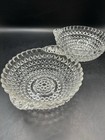 Set Of Two Vintage Crystal Clear Glass Serving Dish Diamond Cut Hobnail Pattern