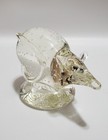 Vintage Clear Blown Glass Solid Rat Paperweight  Bubbled  Pets  Glass Animals