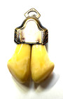 Vintage  14k Yellow Gold B p o e  Elk Lodge Double Tooth Drop Pendant