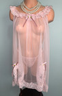 New Frilly Lacy Nightie Babydoll Negligee Xl Panty Satin Ribbons Chiffon Sheer