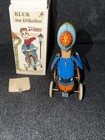 Vintage Czech Wind-up Tin Litho Mechanical Toy     boy On A Tricycle    Nos Working