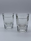 2 Vintage Libbey Heavy Fluted Bottom Shot Glasses With White Pour Line
