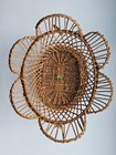 Scalloped Edge Vintage Wicker Boho Hanging Display Decor Basket Handles Portugal