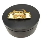 Vintage Estate Floral Pattern And Gold Tone Lipstick Holder With Mirror