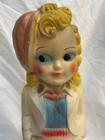 Vtg 1930s  Chalkware Girl Carnival Prize 15    Blonde Hair   repaired
