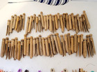 Lot Of 80 Vintage Wooden Clothespins And Clothes Pin Bag