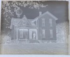 Antique Glass Photo Negative  Early 1900 s Farmhouse W windmill   Owner