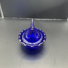 Mini Hen On Nest Dish Cobalt Blue Pressed Glass Vtg Unmarked