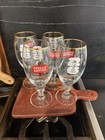 Stella Artois Fifa World Cup Chalice Goblet Beer Glasses Gold Rim Set Of 4