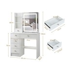 Vanity Table   Stool Set With Led Sliding Mirror 6 Drawers  Makeup Dressing Desk