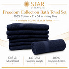 Bath Towels   100  Cotton   27 X 54   Solid Navy Blue   430 Gsm
