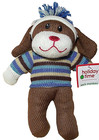 Dan Dee Brown Dog Sock Monkey Blue Shirt   Tassel Plush Stuffed Animal Toy 10 