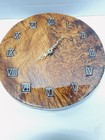 Redwood Burl Clock With Birdseye Grain Roman Numerals Battery Operated