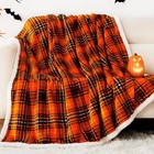  Sherpa Halloween Plaid Throw Blanket 60  X 70   Plaid Checkered Orange