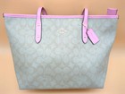 F58292 Coach Khaki   Pink City Zip Tote In Signature Leather Outlet Products Nwt